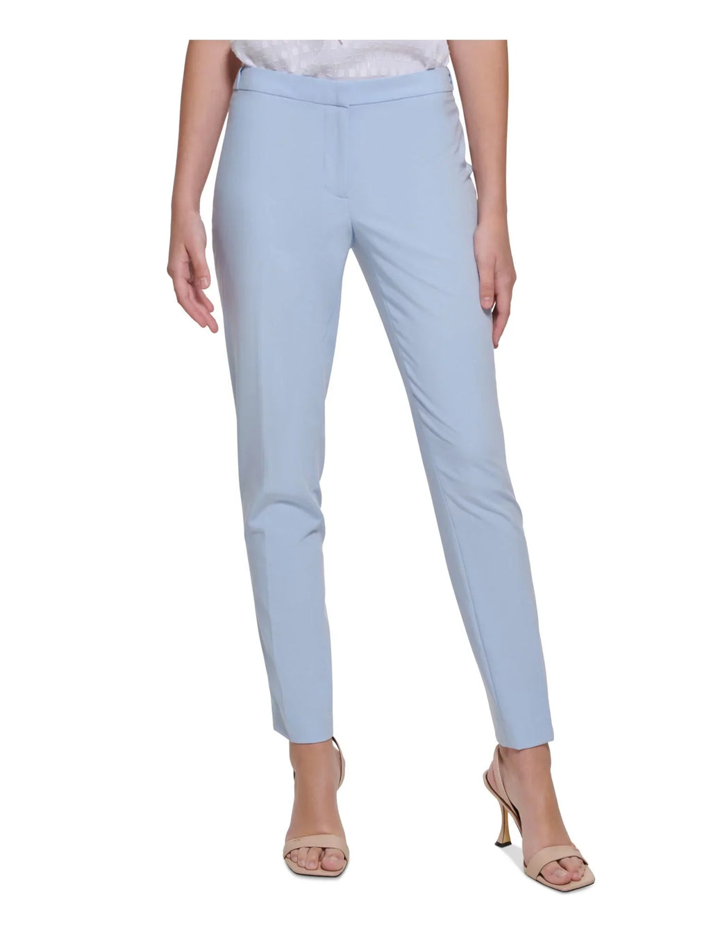 Zippered Petites Womens To Ankle Work Blue Wear CALVIN 6P Pants KLEIN Skinny Pocketed Light