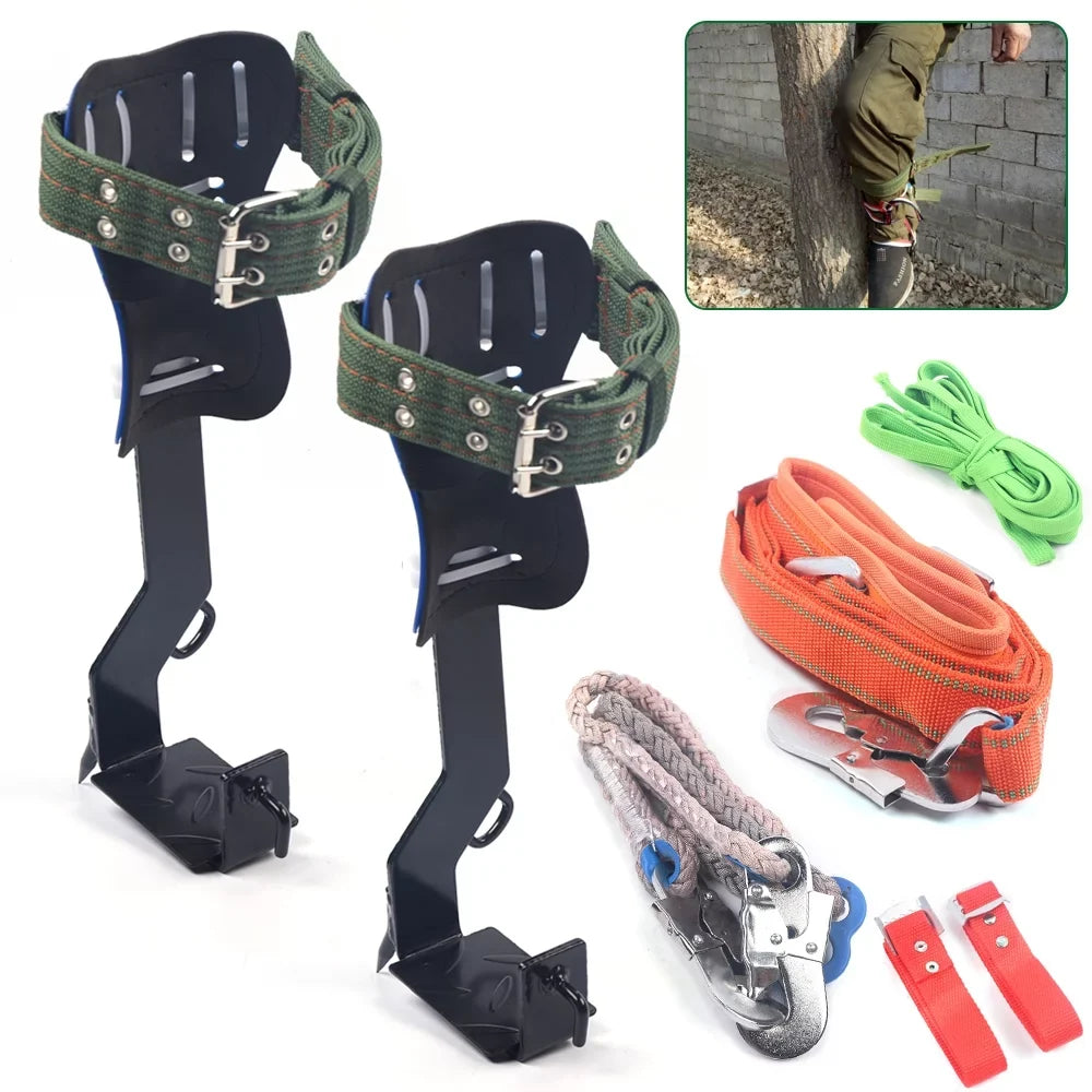 Climbing Shoes and 2 with Gears Tree Tree Spikes Safety Harness Tool Set Straps, Observation, Sports for Pole Belt Climbing Hunting Fruit, Adjustable Picking Indoor Climbing
