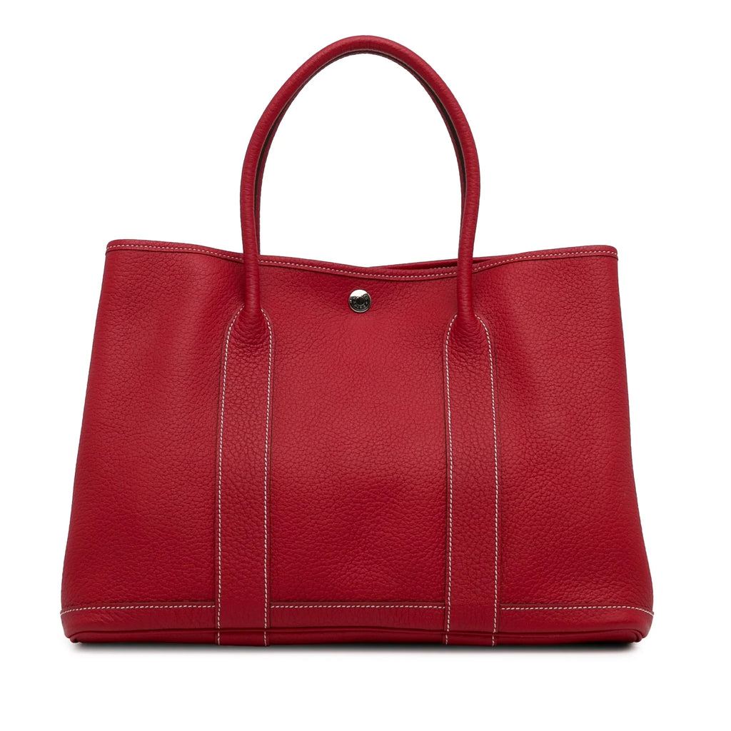 Leather Negonda Unisex Authenticated Garden Hermès Party Red (Good) Calf Pre-Owned Bag 36 Tote