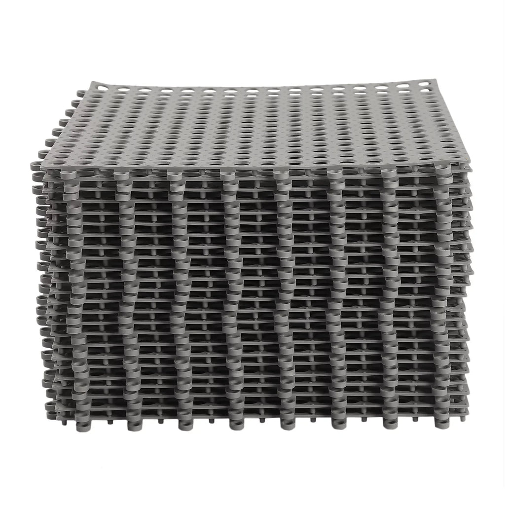Holes with Mat Floor Bathroom, Kitchen, PVC Bath Mat,Soft Nonslip 11.8*11.8" Interlocking 24PCs Drainage Pool Shower for Gray