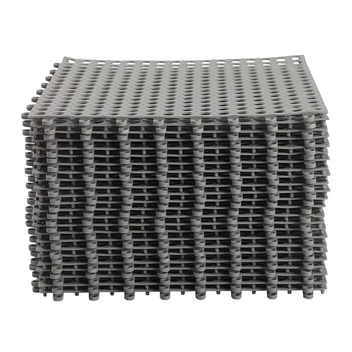 Holes with Mat Floor Bathroom, Kitchen, PVC Bath Mat,Soft Nonslip 11.8*11.8" Interlocking 24PCs Drainage Pool Shower for Gray