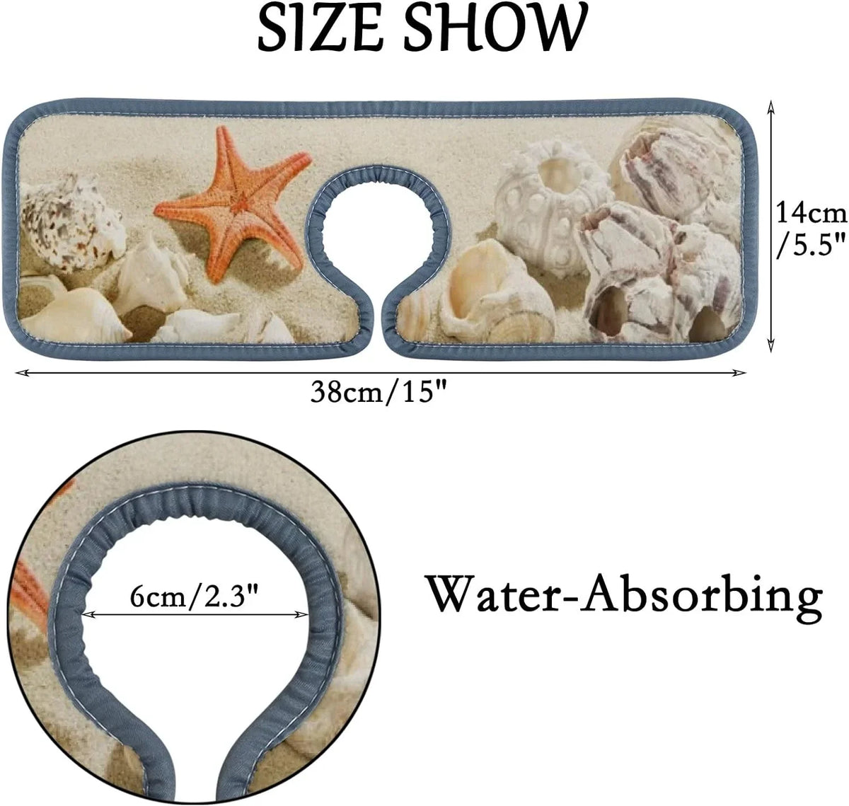Drying Sea Catcher, Mat, Mats Absorbent Kitchen Sinkmat Summer Splash Bath 3PCS Beach Washable Guard Countertop Drip Bestwell Starfishes Sink Faucet Microfiber