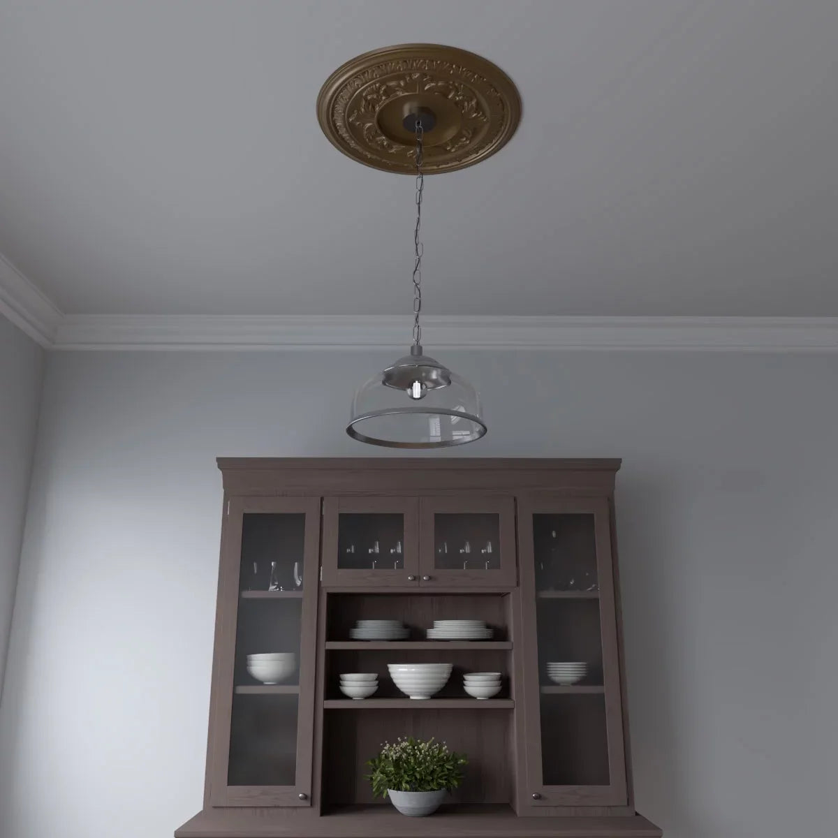 x Baltimore 3/4"), 3 Metallic Rush 1"P 1/2"ID up Canopies 7 Ekena 22"OD Gold Thermoformed PVC x Medallion Ceiling to (Fits Millwork