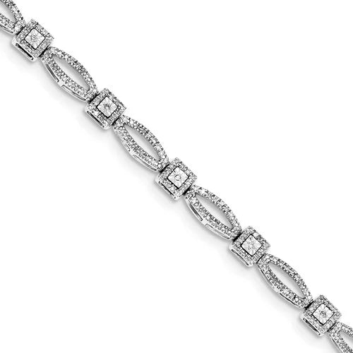 1ct Sterling Plated Diamond Carat Wt- Bracelet. Rhodium Silver