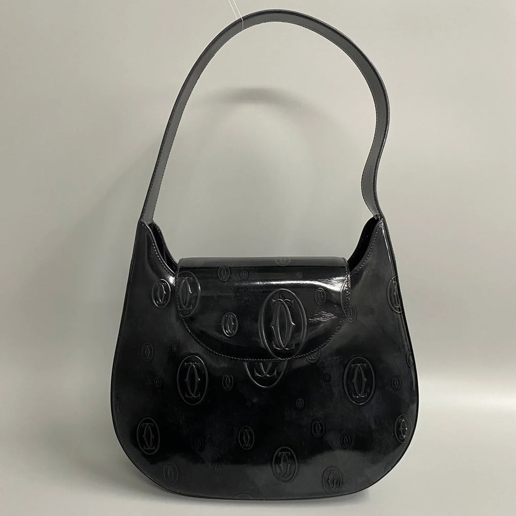 Happy Black Birthday Patent (Good) CARTIER Leather Handbag Pre-Owned Turnlock 19374