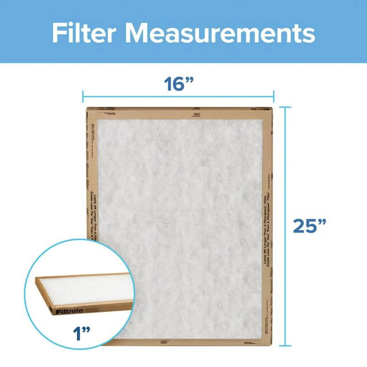 x 16" 25" 2-Pack 1" Panel x Filtrete Air FIlter Flat