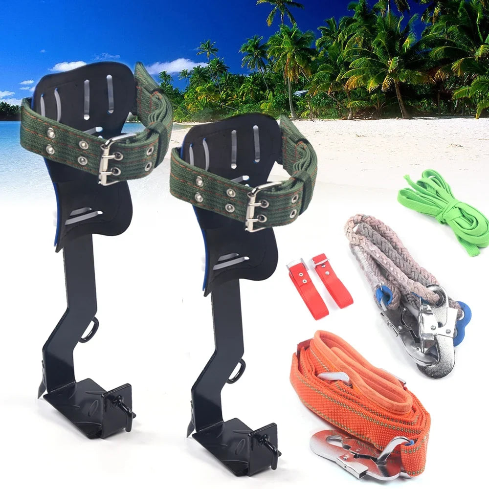 Climbing Shoes and 2 with Gears Tree Tree Spikes Safety Harness Tool Set Straps, Observation, Sports for Pole Belt Climbing Hunting Fruit, Adjustable Picking Indoor Climbing