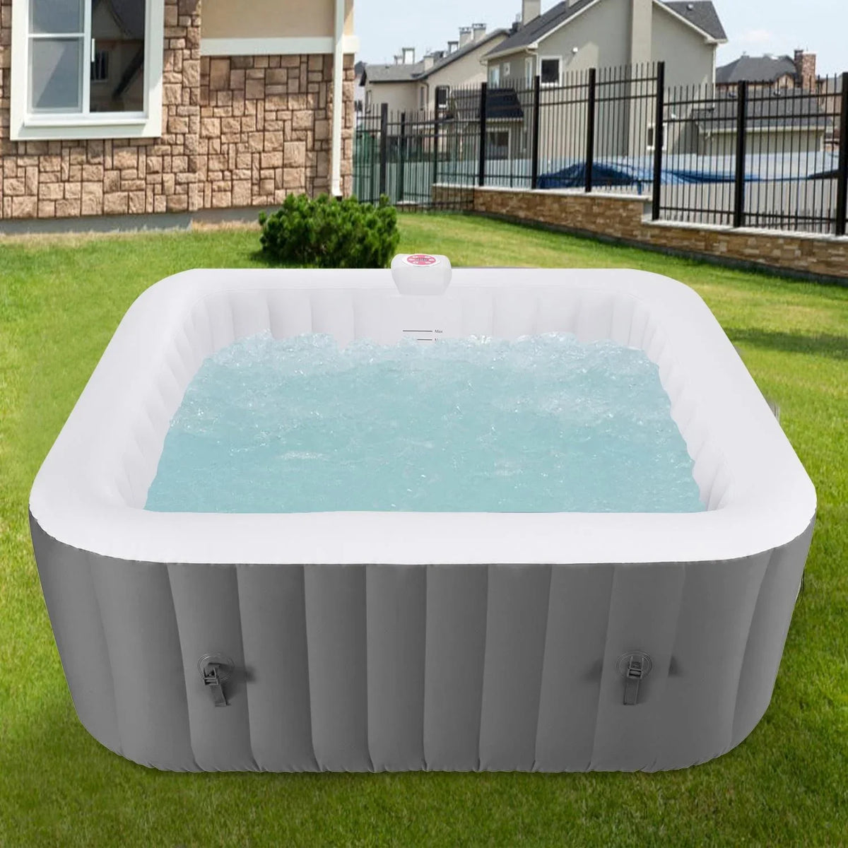 Hot Capacity Home Hidden 73''Inflatable Lockable with Storage Hot Spa 910L Jets, Person 130 Outdoor for Tub, 104℉, Max Indoor Mat, Tub Massage 6 Bag, Cover, Machine,
