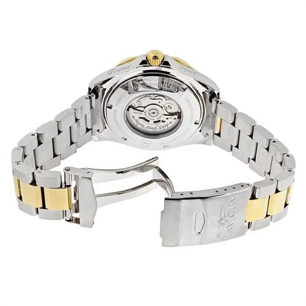 Diver White Tone Watch Men's 13704 Stainless Invicta Grand Dial Steel Textured Two Automatic