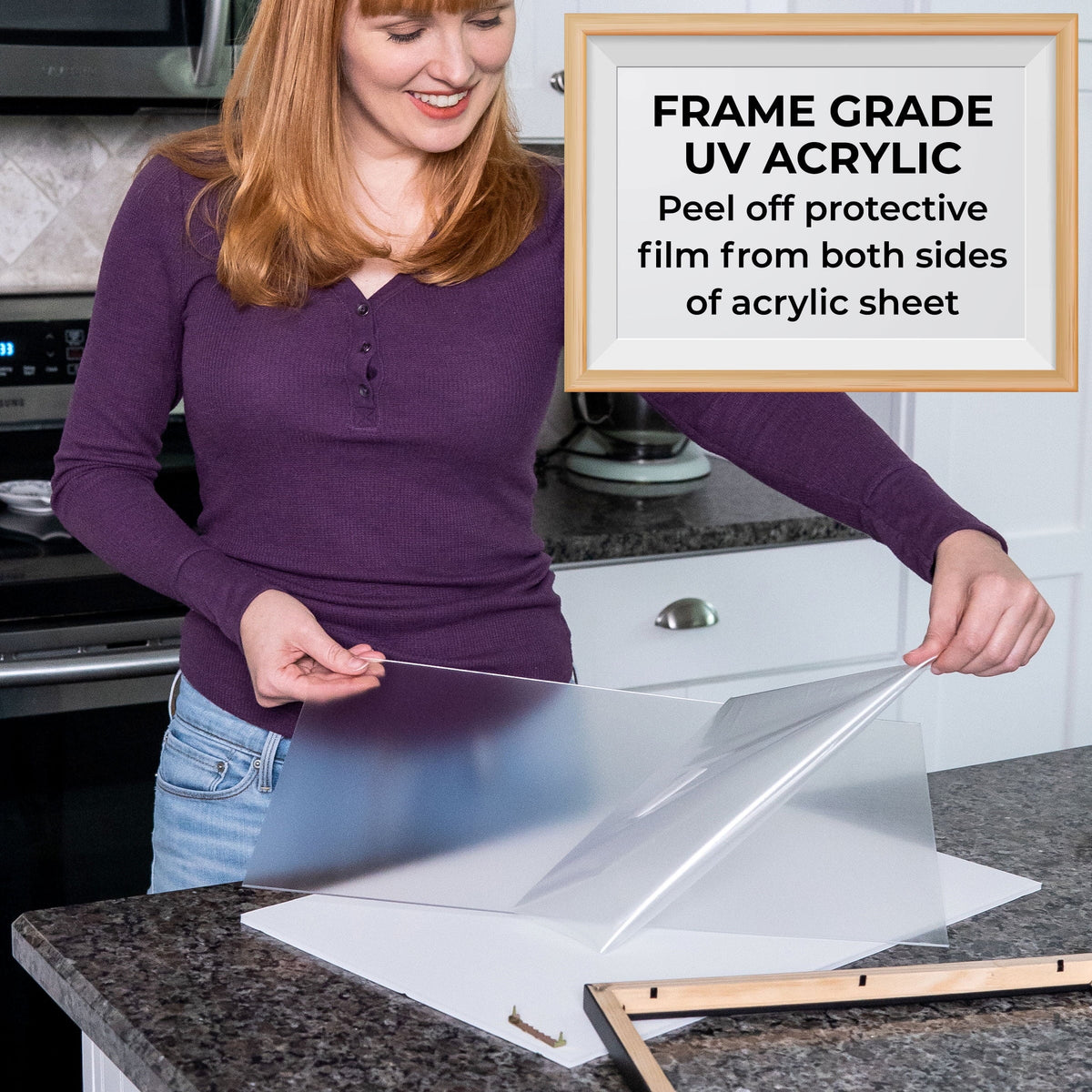 UV Gold | Frame Puzzle Wood Kit | Rose with Real Sheets Glue Frame Scandanavian Picture 24x30 with