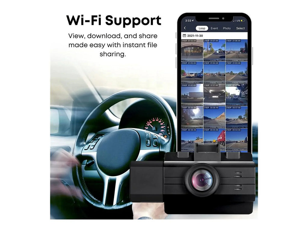 2K View, with Cam Edition myGEKOgear Front Rear by - Wide Dash Pro G-Sensor 3-Channel View GOSP32G Scout Angle Cabin Surveillance Adesso View, -
