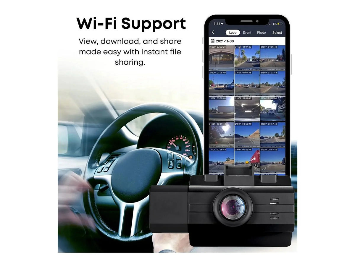 2K View, with Cam Edition myGEKOgear Front Rear by - Wide Dash Pro G-Sensor 3-Channel View GOSP32G Scout Angle Cabin Surveillance Adesso View, -