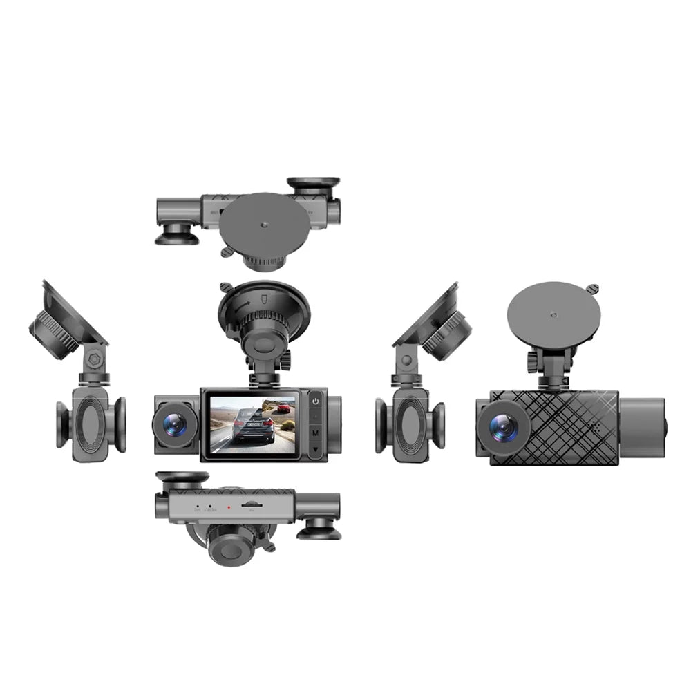 Dash Driving Mirror Multi-Language Pinnaco Safety Rearview Recorder Auto 3 Video Camera Cameras