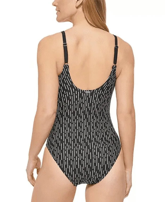 Twist Tummy Front 4 Klein Black Calvin Size Swimsuit Women's Control Piece One