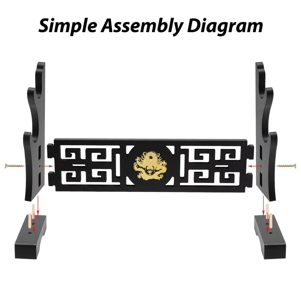 Hollow Blade Design, Portable 2-Tier Dragon Holder, Stand Sword Samurai Pattern Out Blade Katana Cosplay Organizer, Long Rack Sword Stand, Shelf