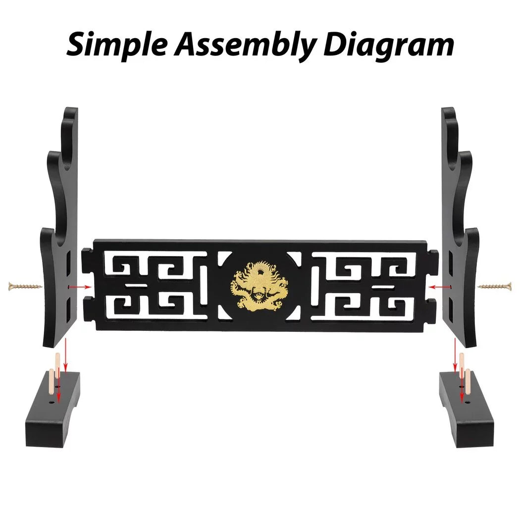 Hollow Blade Design, Portable 2-Tier Dragon Holder, Stand Sword Samurai Pattern Out Blade Katana Cosplay Organizer, Long Rack Sword Stand, Shelf