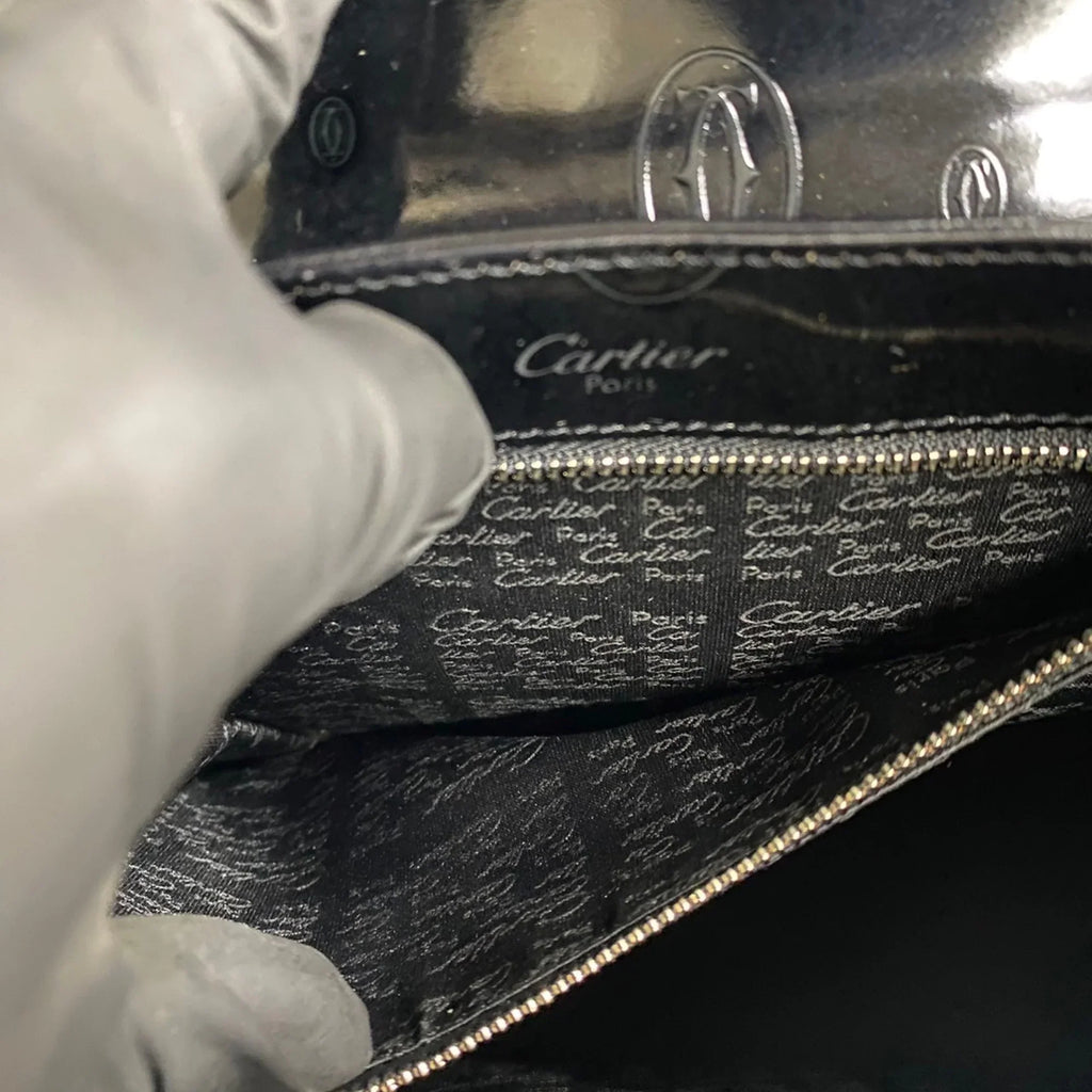 Happy Black Birthday Patent (Good) CARTIER Leather Handbag Pre-Owned Turnlock 19374