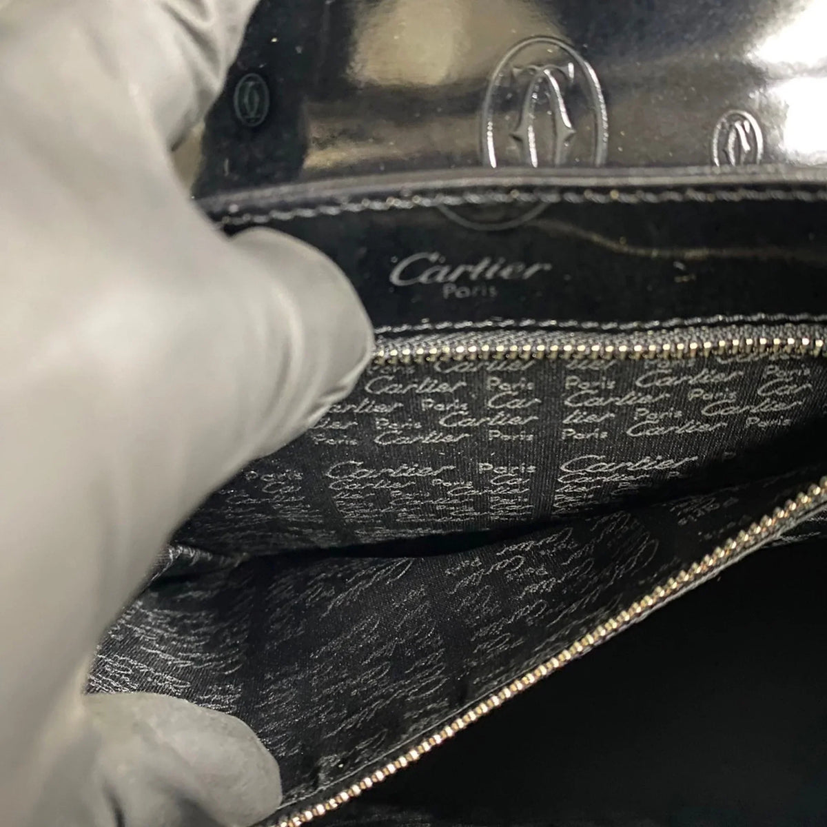 Happy Black Birthday Patent (Good) CARTIER Leather Handbag Pre-Owned Turnlock 19374