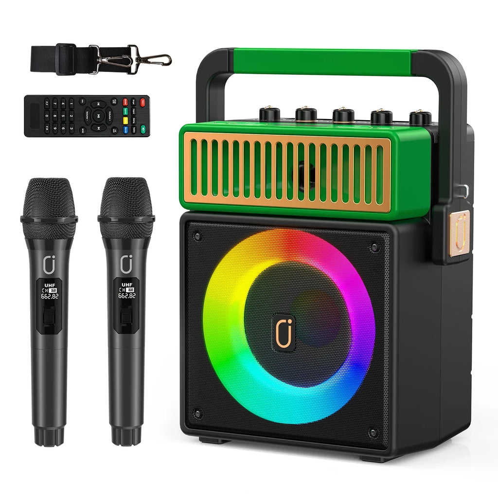 JYX and Karaoke for Mic Bluetooth Karaoke Karaoke with Wireless Machine Microphones, Machine Light, 2 Speaker Karaoke System, Home Adult with Machine (MS73) Singing