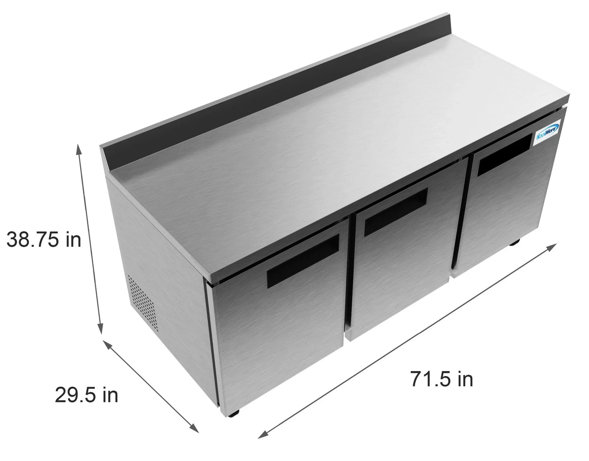 16.9 ft. with 3.5 72 Three-Door – in. Refrigerator Backsplash in. Worktop KoolMore Cu.