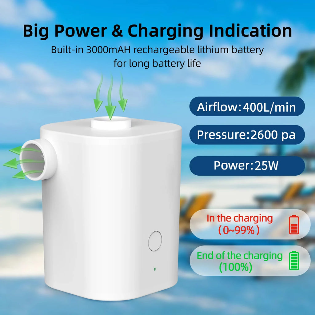 Deflator Air Ring Quick Pool Pumps Nozzles with 2500mAh Inflatables Swimming Inflator Air Pump Air for CACAGOO Battery Pump with USB Mattress Air Electric 5 Bed Toy