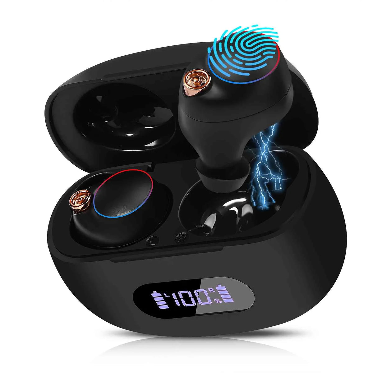 IPX5 Connection, Compatible Tab Bluetooth + Dual Wireless Balanced, Case, Earbuds 5.2 Bass Boost UrbanX True Connect, Bluetooth Water Smart Black, Lenovo Yoga Charging Resistance, with