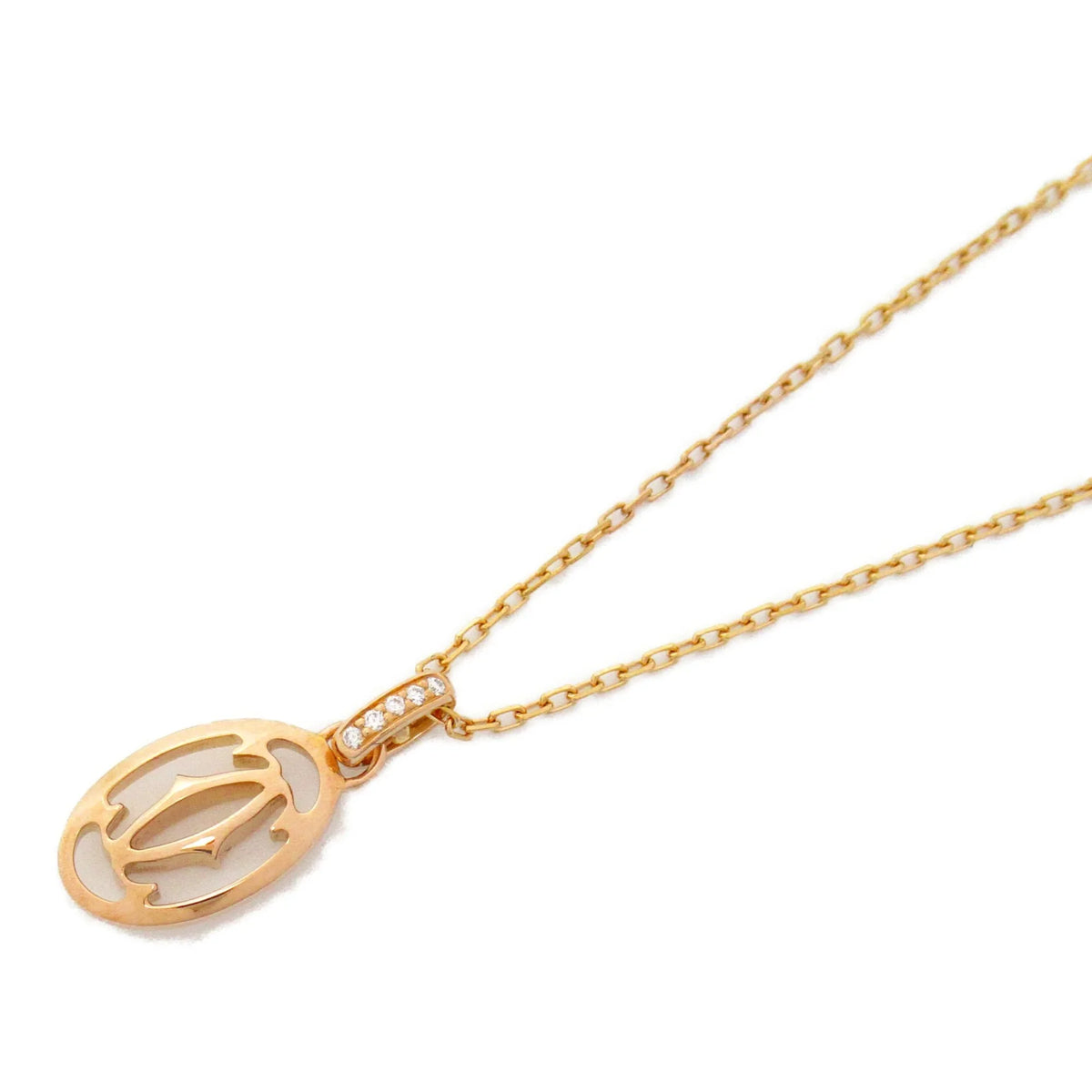 Necklace Clear diamond Necklace Pre-Owned Logo (Good) double CARTIER Gold) Clear K18PG(Rose