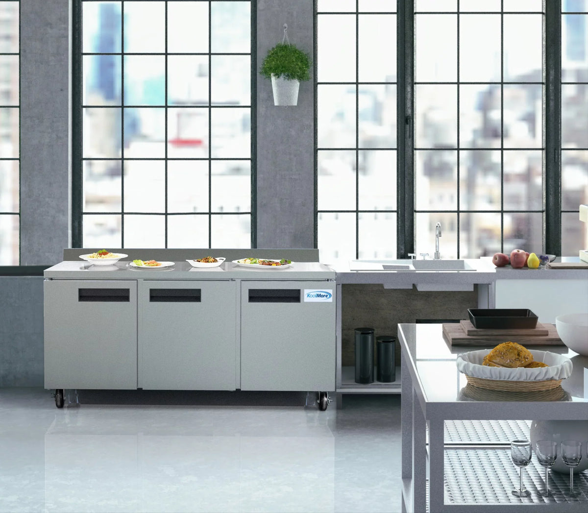 16.9 ft. with 3.5 72 Three-Door – in. Refrigerator Backsplash in. Worktop KoolMore Cu.