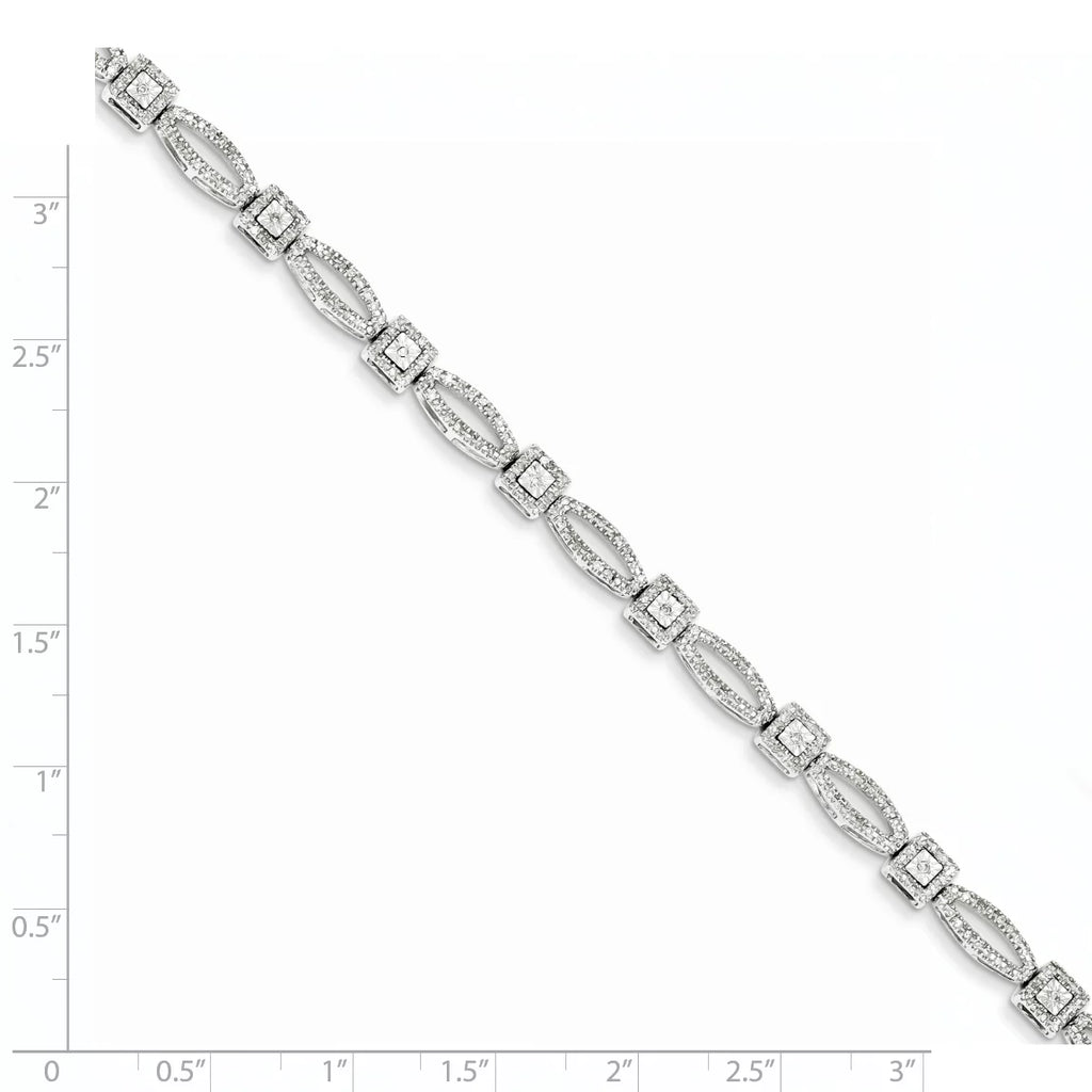 1ct Sterling Plated Diamond Carat Wt- Bracelet. Rhodium Silver