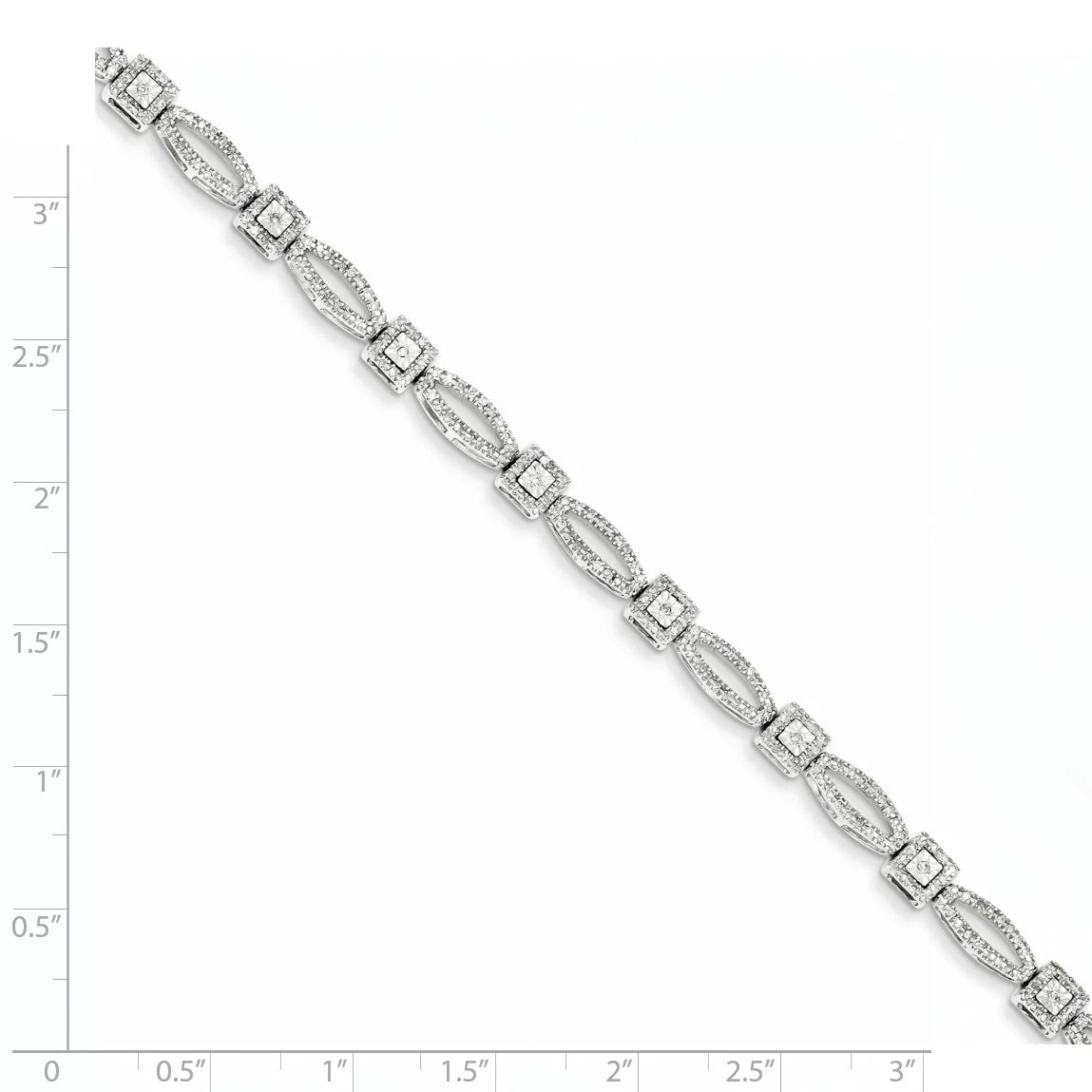 1ct Sterling Plated Diamond Carat Wt- Bracelet. Rhodium Silver