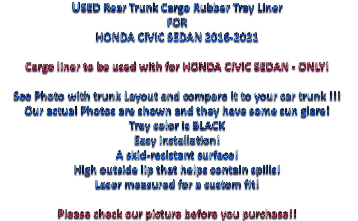 Honda – Easy Liner Lip Laser Raised Trunk – – with Trunk Non-Slip EACCESSORIES Cargo Trunk for Weather-Resistant Install – 2016-2021 – Mat Design Sedan Cars Rubber Mats to Pre-Cut EA Car for Civic Mat