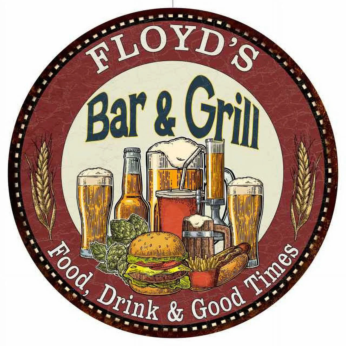 FLOYD'S Sign and Round 12" Wall Kitchen Metal Bar Grill Decor 200120020165