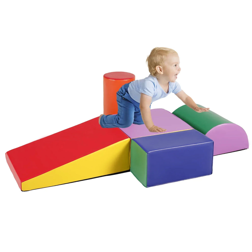 Yellow Crawl Toddler, and Indoor, Red 5Pcs Baby AILEEKISS Soft Blocks Climb Set & Climb for Foam Toy