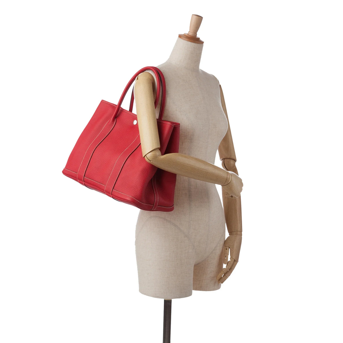 Leather Negonda Unisex Authenticated Garden Hermès Party Red (Good) Calf Pre-Owned Bag 36 Tote