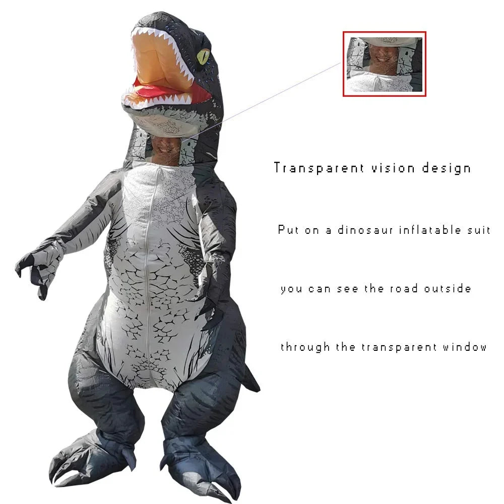 Full Costume Dinosaur Women Blow Body Grey DomKom Velociraptor Up Adult Costume T-rex Halloween Costume Inflatable Raptor Men