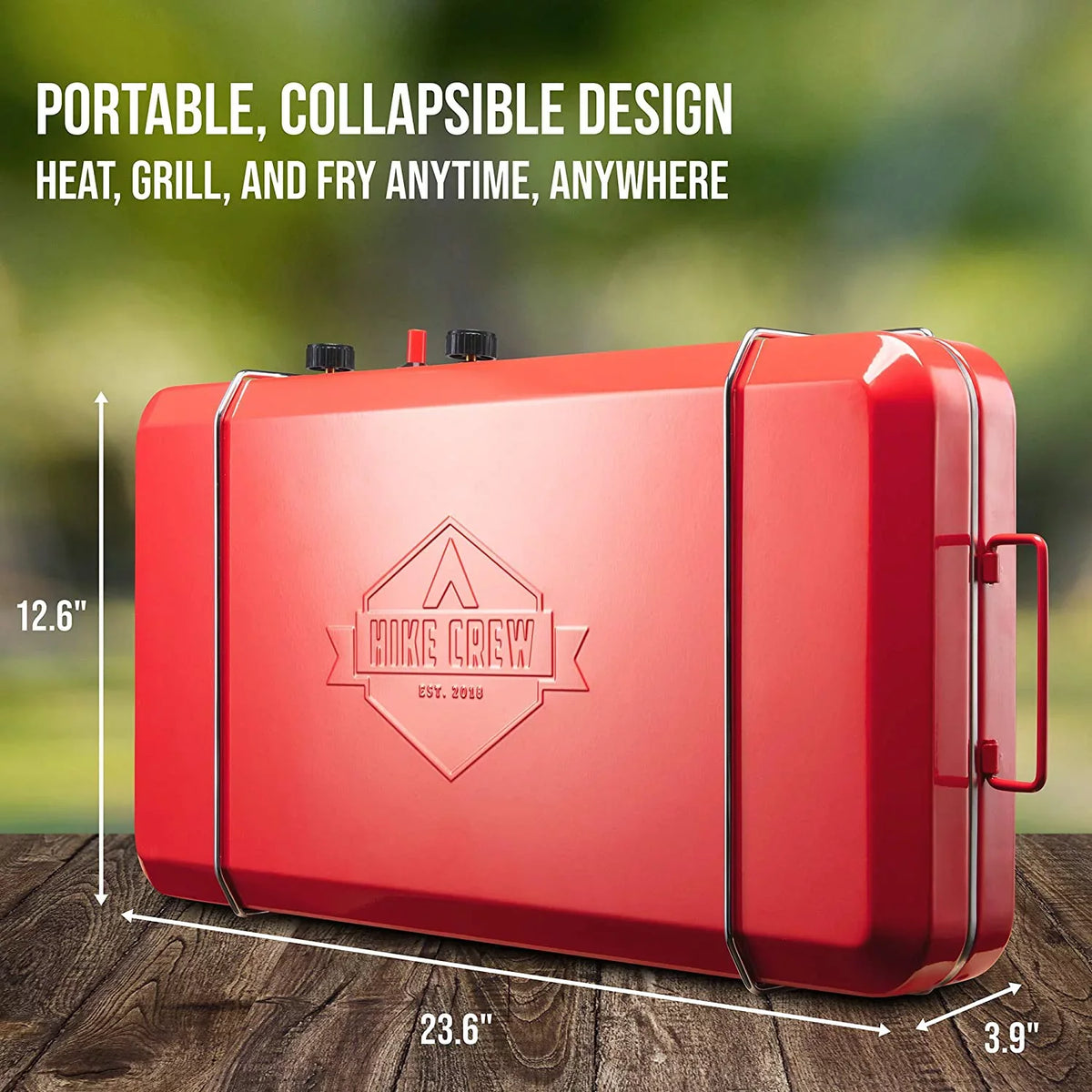 Hike Grill/Stove, Crew, 2 Burners Propane Gas Camping Stove, 2in1 Portable