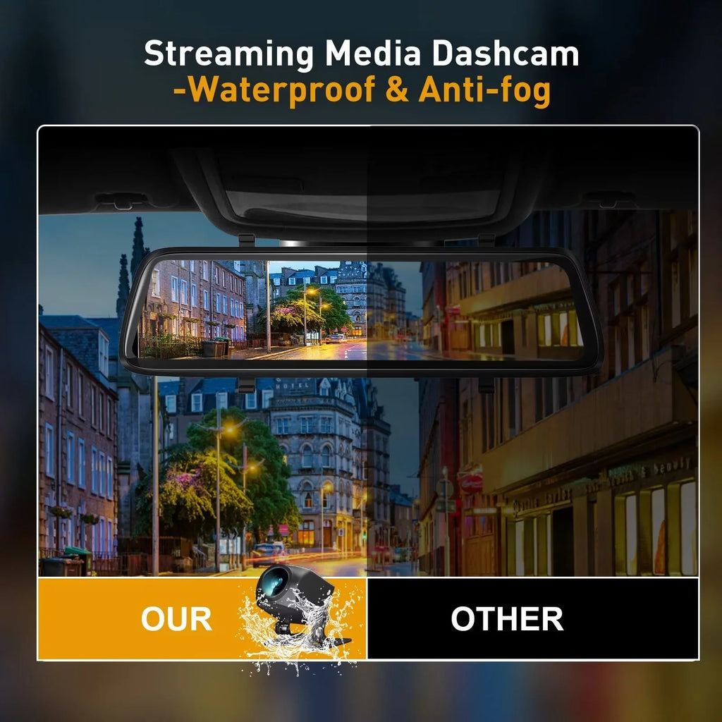 Mirror Vision, Cam WDR Camera, Parking Waterproof FHD Erago Full Moniter Backup Night Screen G-Sensor, , and for Touch Front Rear Rear Camera, 1080p View Dash Car