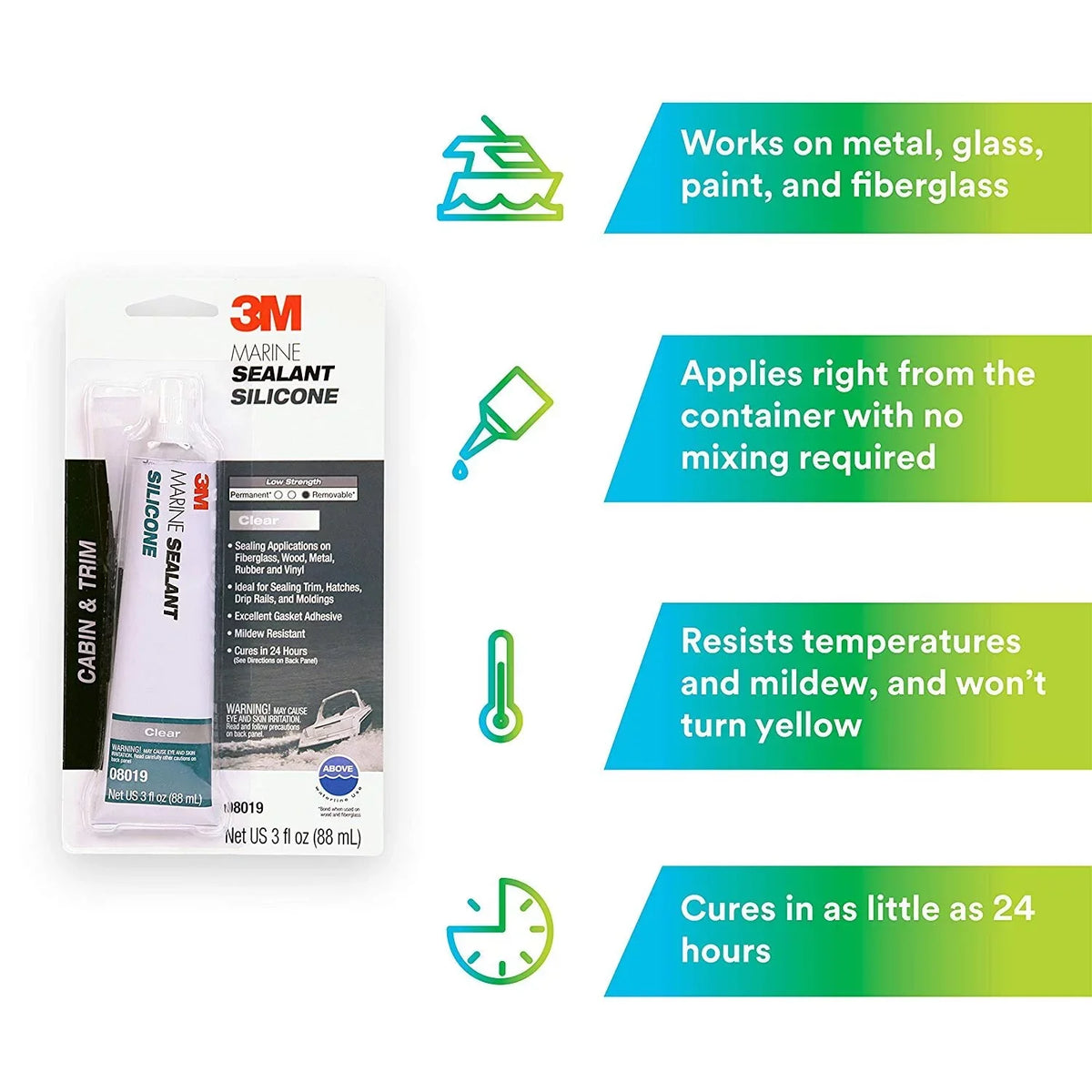 and Ounces Sealant 08019 3 Marine Boats For Clear RVs Grade 3M Silicone