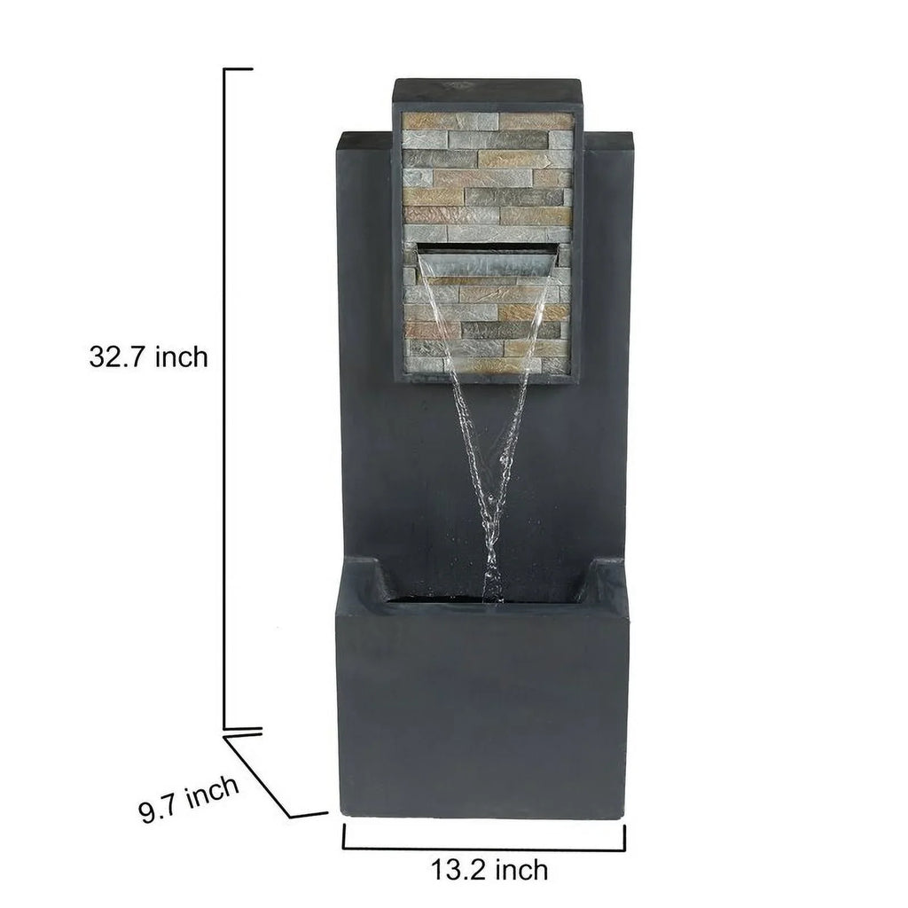 Texture & in. Finish LED Contemporary Fountain 32 Jeco Light FCL186 with Rock