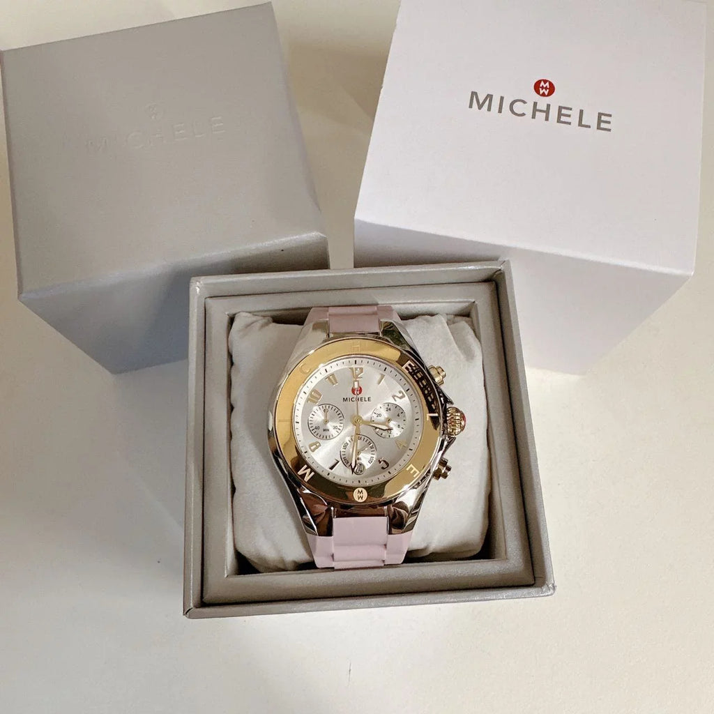 Silver Gold Michele Watch Bean Jelly Tone MWW12F000105 Two Tahitian Pink