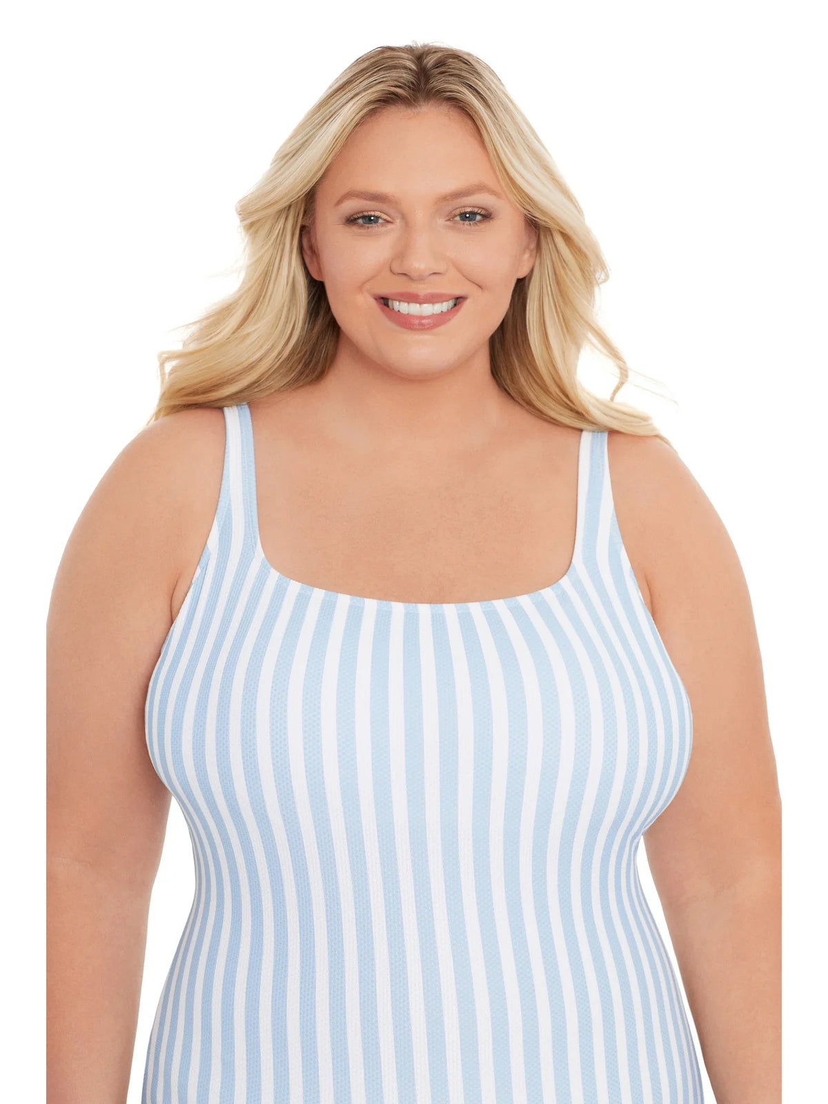 Pique Women's Sizes Neck Tru Piece Square and XS-3X Time Swimsuit, One