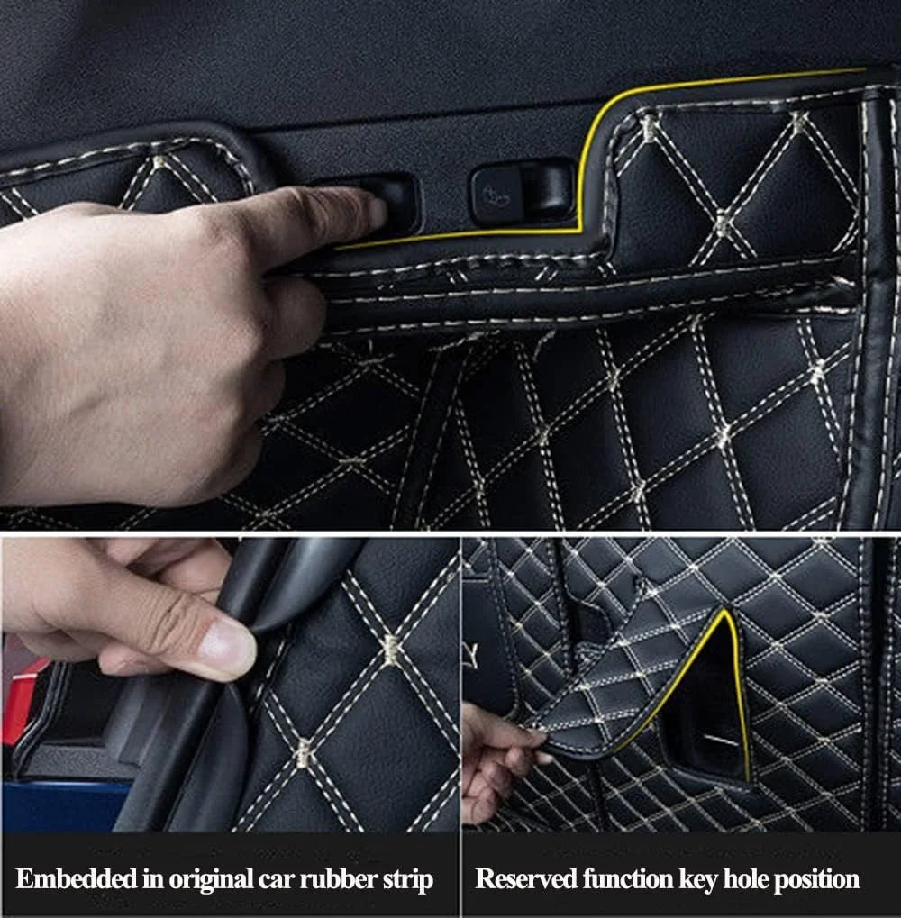 95% Weather All Liner Liner -Black Boot Car Coverage Custom Stitching Black with Mats Cargo for Trunk Makes BMW-Tesla-Mercedes-Honda-Lexus-Subaru Car Full Mats Trunk