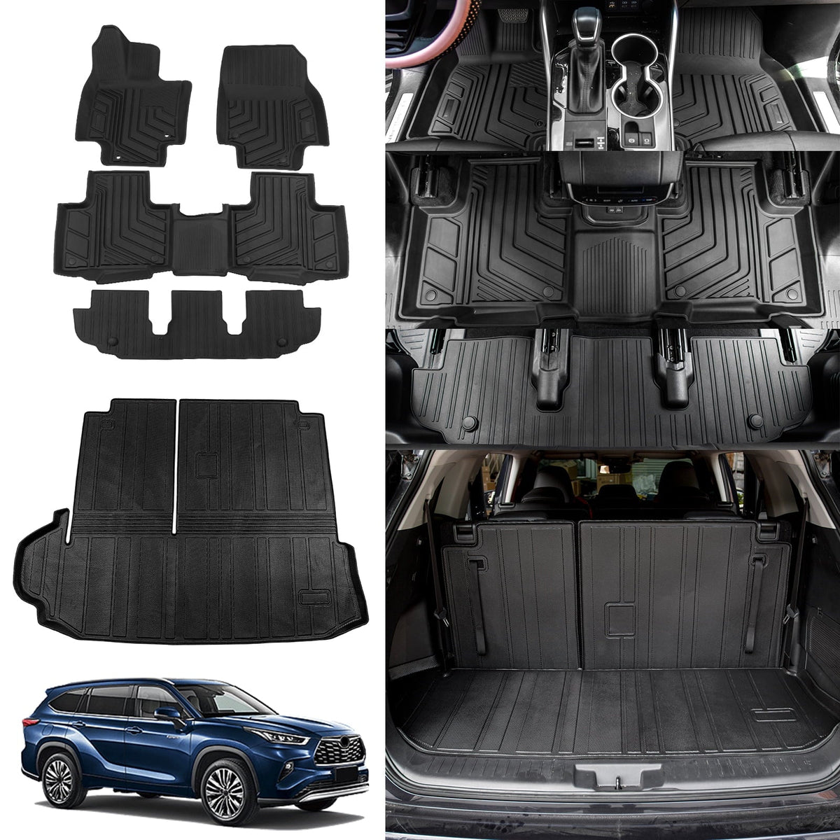 Trunk 2023 Toyota Accessories Mats Highlander Backrest with Cargo Fit Highlander Mat Mat 2020-2024