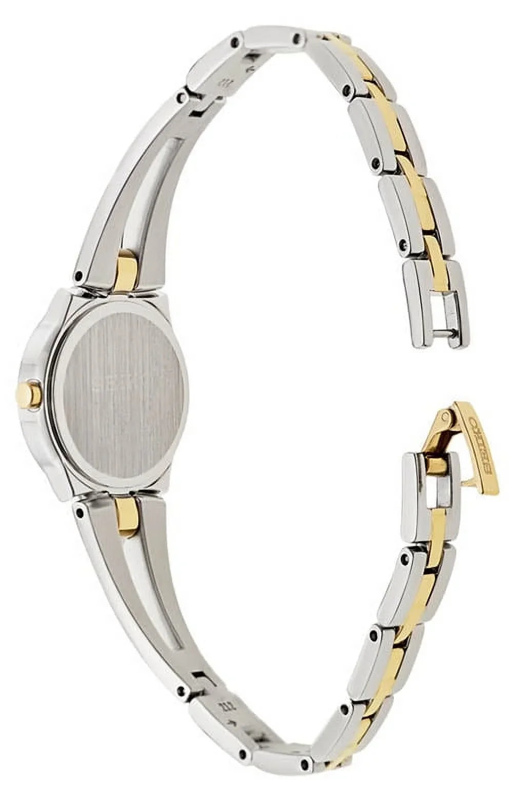 Seiko with Analog Steel Two Watch Dial White Tone Stainless SUP052 Women's