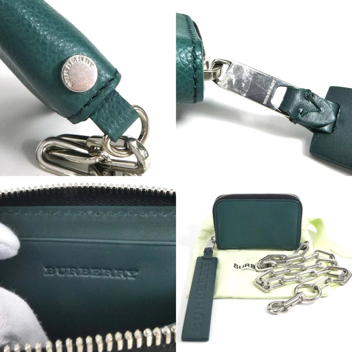 Burberry Pre-Owned leather green metal BURBERRY case coin (Good) men's /