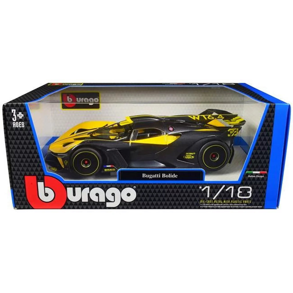 Model Carbon 11047y Bburago Car Gray Yellow Diecast Bugatti Bolide 1-18 &