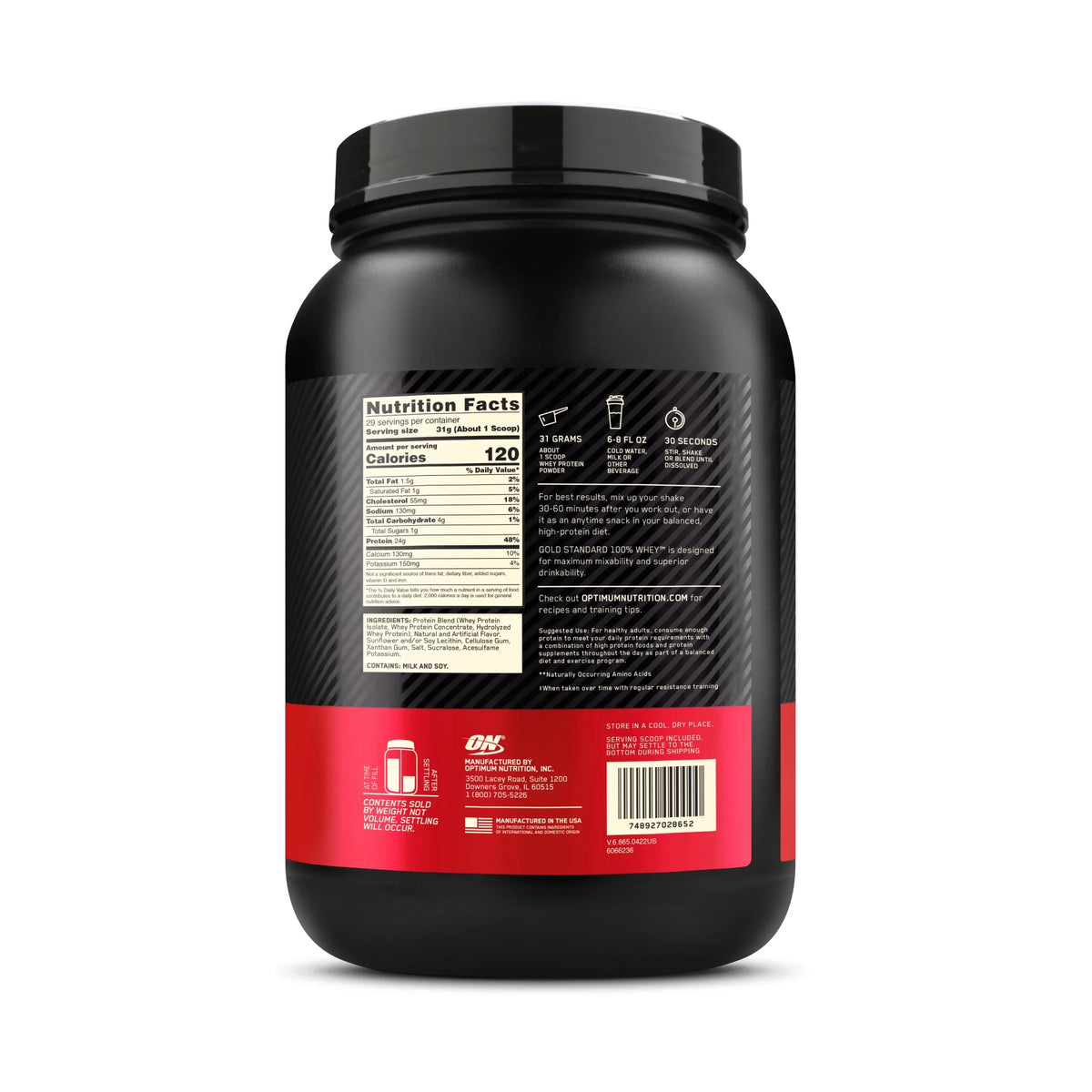 Protein Nutrition, Cream, 2 Vanilla lb, Optimum Powder, Ice 29 Standard Whey 100% Gold Servings
