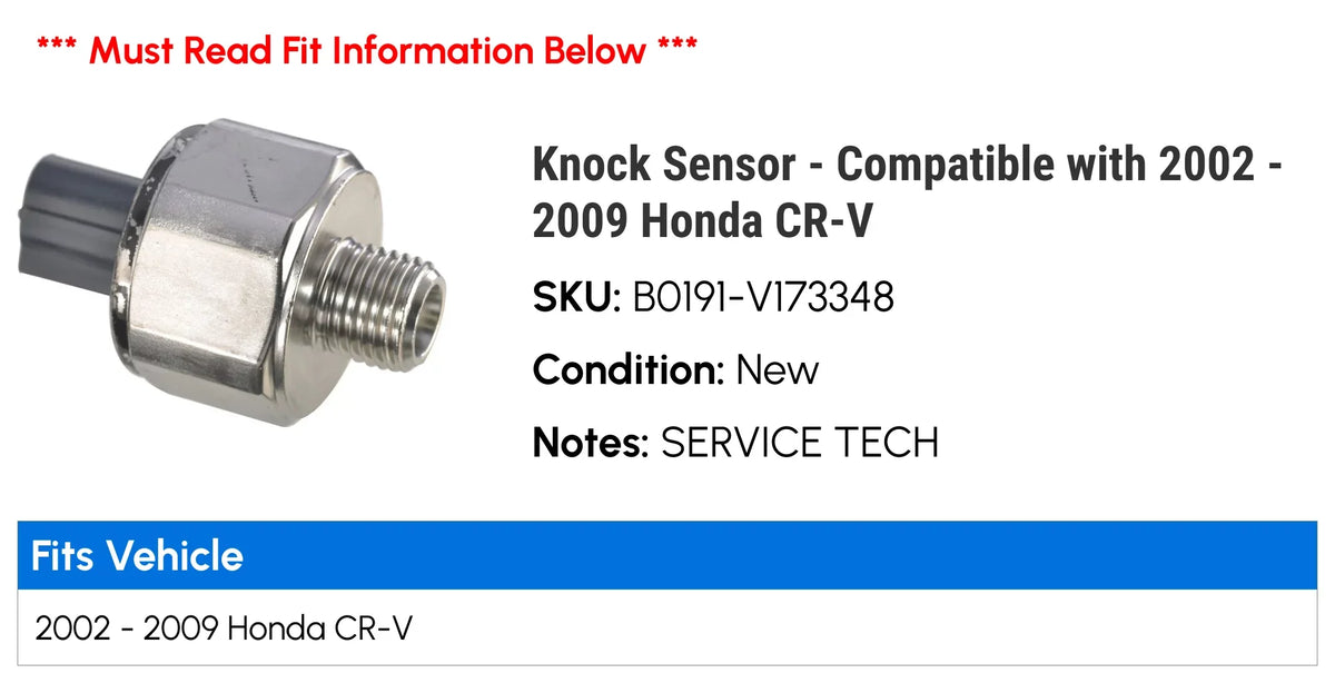 Compatible 2009 2005 2008 2007 2002 with - 2006 Knock Honda CR-V 2004 - Sensor 2003