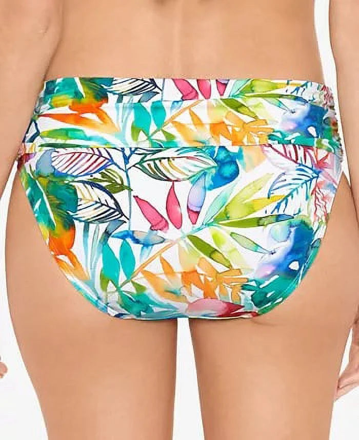Ralph Wide Lauren Women's Hipster Tropical Caribbean Blue Size Bottoms Shirred 4 Banded