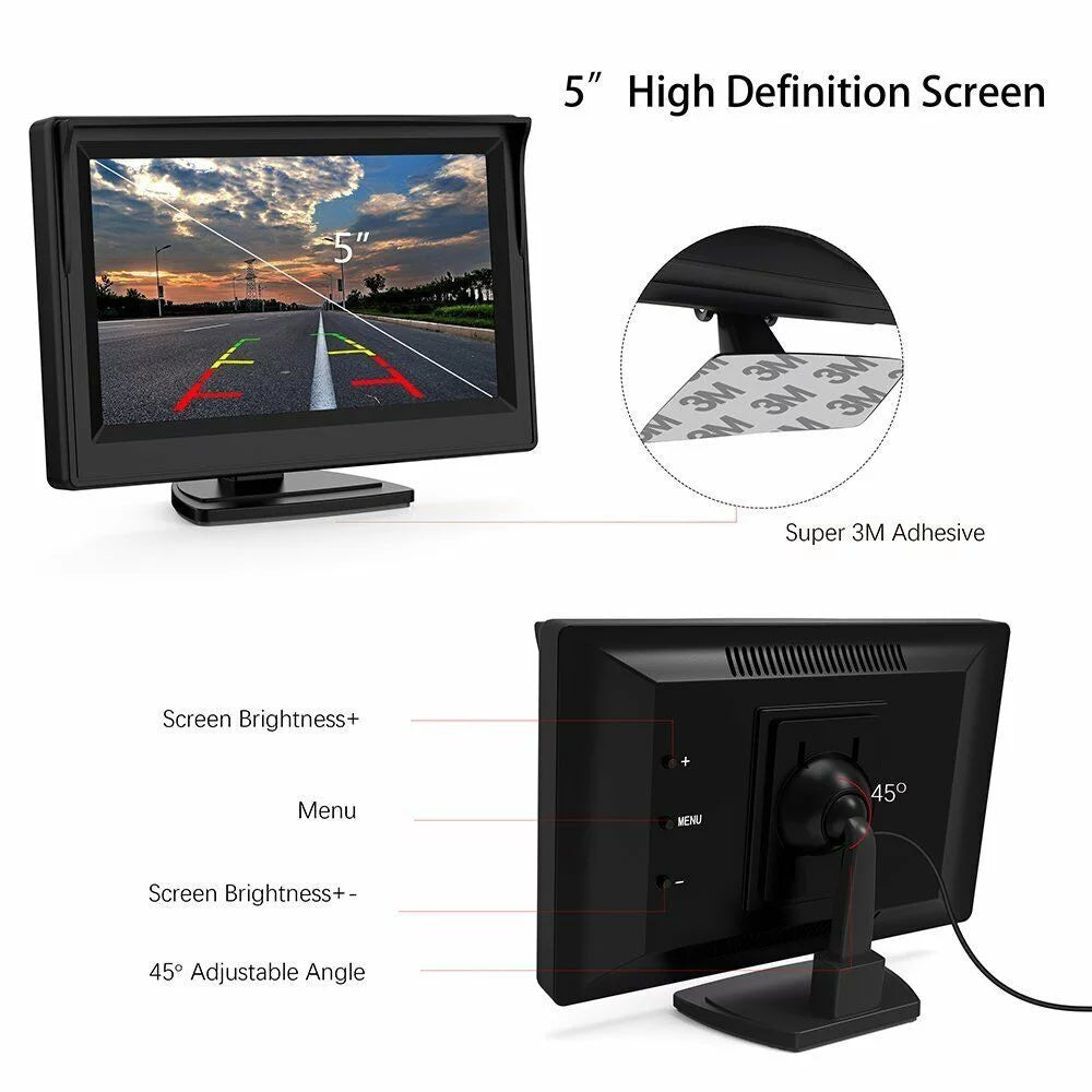 5" Monitor View Rear Night System HD Wireless Camera + Vision Parking Car Backup